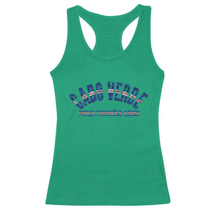Forca Tubaroes Azuis Cabo Verde National Pride Racerback Tank Top Cape Verde Football Fans Blue Sharks Heritage