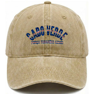 Forca Tubaroes Azuis Cabo Verde National Pride Washed Cotton Baseball Cap Cape Verde Football Fans Blue Sharks Heritage
