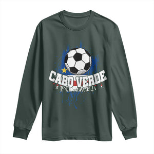 Cabo Verde Flag Football Graphic Long Sleeve Shirt Cape Verde Soccer Fans Artistic Pride