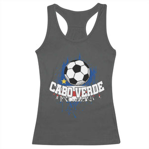 Cabo Verde Flag Football Graphic Racerback Tank Top Cape Verde Soccer Fans Artistic Pride