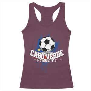 Cabo Verde Flag Football Graphic Racerback Tank Top Cape Verde Soccer Fans Artistic Pride