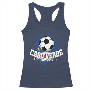 Cabo Verde Flag Football Graphic Racerback Tank Top Cape Verde Soccer Fans Artistic Pride