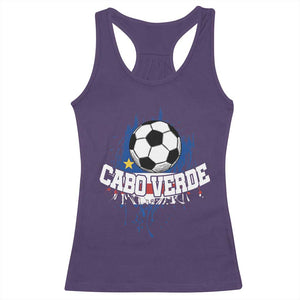 Cabo Verde Flag Football Graphic Racerback Tank Top Cape Verde Soccer Fans Artistic Pride