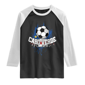 Cabo Verde Flag Football Graphic Raglan Shirt Cape Verde Soccer Fans Artistic Pride