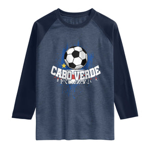 Cabo Verde Flag Football Graphic Raglan Shirt Cape Verde Soccer Fans Artistic Pride