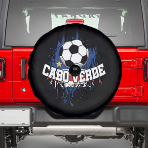 Cabo Verde Flag Football Graphic Spare Tire Cover Cape Verde Soccer Fans Artistic Pride TS02 Black Print Your Wear