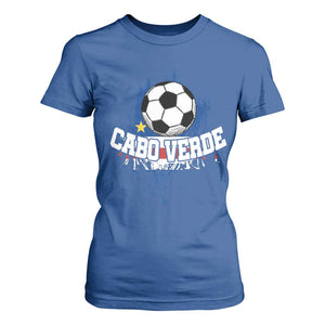 Cabo Verde Flag Football Graphic T Shirt For Women Cape Verde Soccer Fans Artistic Pride