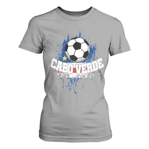 Cabo Verde Flag Football Graphic T Shirt For Women Cape Verde Soccer Fans Artistic Pride