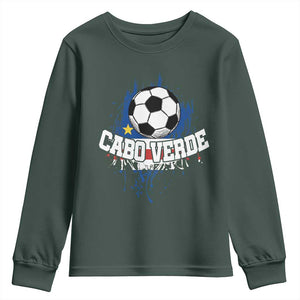 Cabo Verde Flag Football Graphic Youth Sweatshirt Cape Verde Soccer Fans Artistic Pride