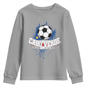 Cabo Verde Flag Football Graphic Youth Sweatshirt Cape Verde Soccer Fans Artistic Pride