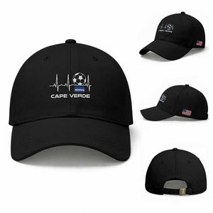 Cape Verde Soccer Heartbeat EKG Pulse Graphic Baseball Cap Cabo Verde Football Fans Pride