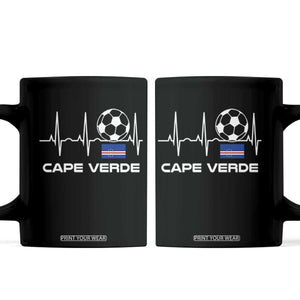 Cape Verde Soccer Heartbeat EKG Pulse Graphic Coffee Mug Cabo Verde Football Fans Pride TS02 Black Print Your Wear