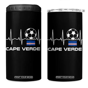 Cape Verde Soccer Heartbeat EKG Pulse Graphic 4 in 1 Can Cooler Tumbler Cabo Verde Football Fans Pride TS02 One Size: 16 oz Black Print Your Wear