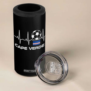 Cape Verde Soccer Heartbeat EKG Pulse Graphic 4 in 1 Can Cooler Tumbler Cabo Verde Football Fans Pride TS02 Print Your Wear