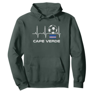 Cape Verde Soccer Heartbeat EKG Pulse Graphic Hoodie Cabo Verde Football Fans Pride