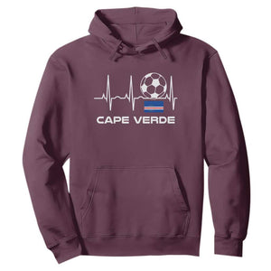 Cape Verde Soccer Heartbeat EKG Pulse Graphic Hoodie Cabo Verde Football Fans Pride
