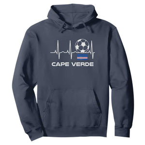 Cape Verde Soccer Heartbeat EKG Pulse Graphic Hoodie Cabo Verde Football Fans Pride