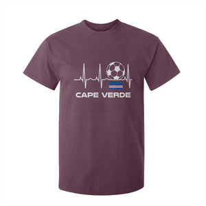Cape Verde Soccer Heartbeat EKG Pulse Graphic T Shirt For Kid Cabo Verde Football Fans Pride