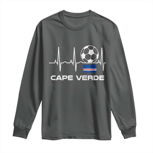 Cape Verde Soccer Heartbeat EKG Pulse Graphic Long Sleeve Shirt Cabo Verde Football Fans Pride