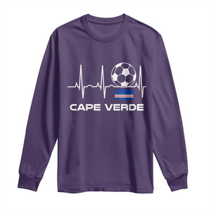 Cape Verde Soccer Heartbeat EKG Pulse Graphic Long Sleeve Shirt Cabo Verde Football Fans Pride