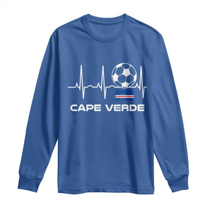 Cape Verde Soccer Heartbeat EKG Pulse Graphic Long Sleeve Shirt Cabo Verde Football Fans Pride