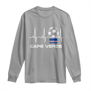 Cape Verde Soccer Heartbeat EKG Pulse Graphic Long Sleeve Shirt Cabo Verde Football Fans Pride