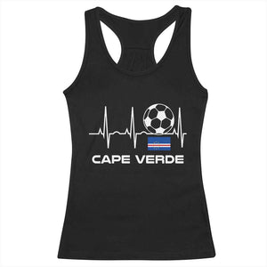 Cape Verde Soccer Heartbeat EKG Pulse Graphic Racerback Tank Top Cabo Verde Football Fans Pride