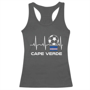 Cape Verde Soccer Heartbeat EKG Pulse Graphic Racerback Tank Top Cabo Verde Football Fans Pride