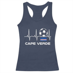 Cape Verde Soccer Heartbeat EKG Pulse Graphic Racerback Tank Top Cabo Verde Football Fans Pride