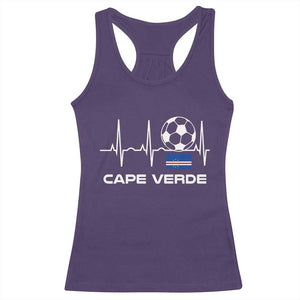 Cape Verde Soccer Heartbeat EKG Pulse Graphic Racerback Tank Top Cabo Verde Football Fans Pride