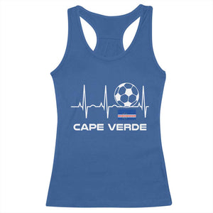 Cape Verde Soccer Heartbeat EKG Pulse Graphic Racerback Tank Top Cabo Verde Football Fans Pride