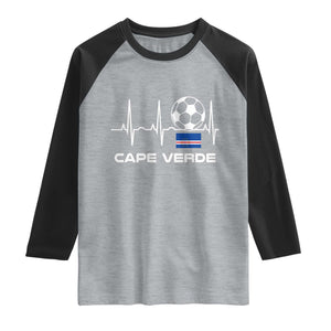 Cape Verde Soccer Heartbeat EKG Pulse Graphic Raglan Shirt Cabo Verde Football Fans Pride