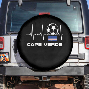 Cape Verde Soccer Heartbeat EKG Pulse Graphic Spare Tire Cover Cabo Verde Football Fans Pride TS02 No hole Black Print Your Wear
