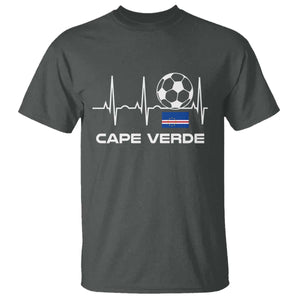 Cape Verde Soccer Heartbeat EKG Pulse Graphic T Shirt Cabo Verde Football Fans Pride