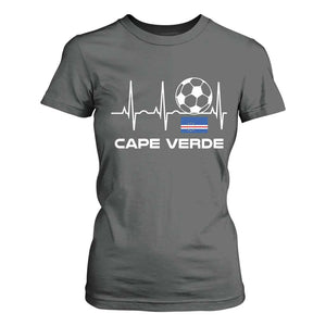 Cape Verde Soccer Heartbeat EKG Pulse Graphic T Shirt For Women Cabo Verde Football Fans Pride