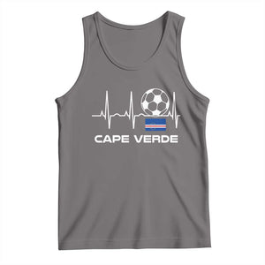 Cape Verde Soccer Heartbeat EKG Pulse Graphic Tank Top Cabo Verde Football Fans Pride