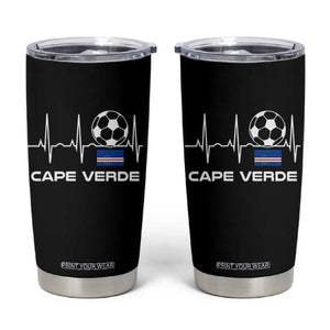 Cape Verde Soccer Heartbeat EKG Pulse Graphic Tumbler Cup Cabo Verde Football Fans Pride TS02 Black Print Your Wear