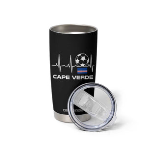 Cape Verde Soccer Heartbeat EKG Pulse Graphic Tumbler Cup Cabo Verde Football Fans Pride TS02 Print Your Wear