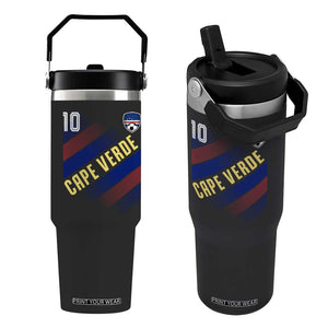 Cape Verde Soccer Jersey Style National Pride Flip Straw Tumbler Cabo Verde Football Fans Number 10 Athletic