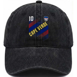 Cape Verde Soccer Jersey Style National Pride Washed Cotton Baseball Cap Cabo Verde Football Fans Number 10 Athletic