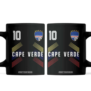 Cabo Verde Football Crest Pride Jersey Style Coffee Mug Cape Verde Soccer Fan Number 10 Athletic