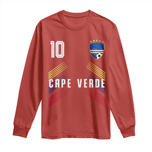 Cabo Verde Football Crest Pride Jersey Style Long Sleeve Shirt Cape Verde Soccer Fan Number 10 Athletic