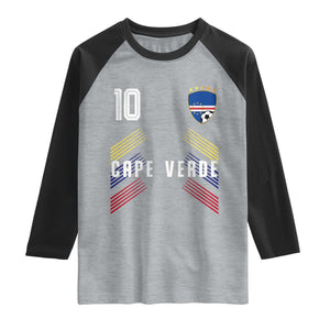 Cabo Verde Football Crest Pride Jersey Style Raglan Shirt Cape Verde Soccer Fan Number 10 Athletic