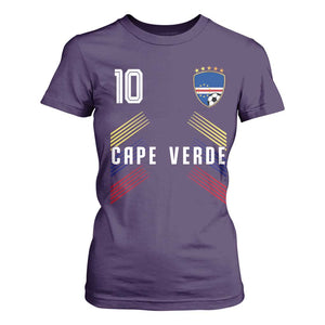 Cabo Verde Football Crest Pride Jersey Style T Shirt For Women Cape Verde Soccer Fan Number 10 Athletic