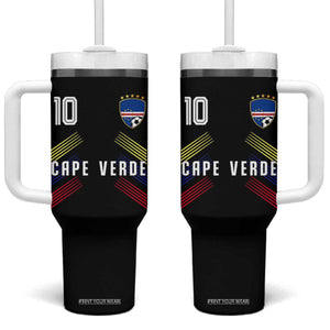 Cabo Verde Football Crest Pride Jersey Style Tumbler With Handle Cape Verde Soccer Fan Number 10 Athletic