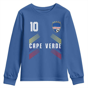 Cabo Verde Football Crest Pride Jersey Style Youth Sweatshirt Cape Verde Soccer Fan Number 10 Athletic