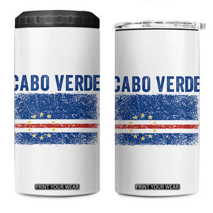 Cabo Verde Distressed Flag National Pride 4 in 1 Can Cooler Tumbler Cape Verde Heritage Pride Retro Grunge Graphic TS02 One Size: 16 oz White Print Your Wear