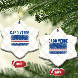 Cabo Verde Distressed Flag National Pride Ceramic Ornament Cape Verde Heritage Pride Retro Grunge Graphic