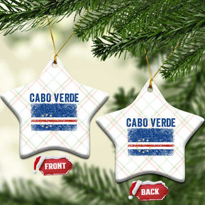 Cabo Verde Distressed Flag National Pride Ceramic Ornament Cape Verde Heritage Pride Retro Grunge Graphic
