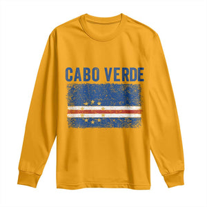 Cabo Verde Distressed Flag National Pride Long Sleeve Shirt Cape Verde Heritage Pride Retro Grunge Graphic